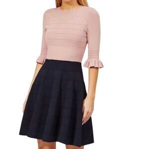 Ted Baker Dyana Ruffled Cuff Skater Dress Size Womens 3 (Medium)